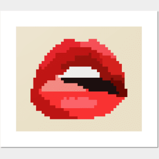 Red Lips (Pixel Art) Posters and Art